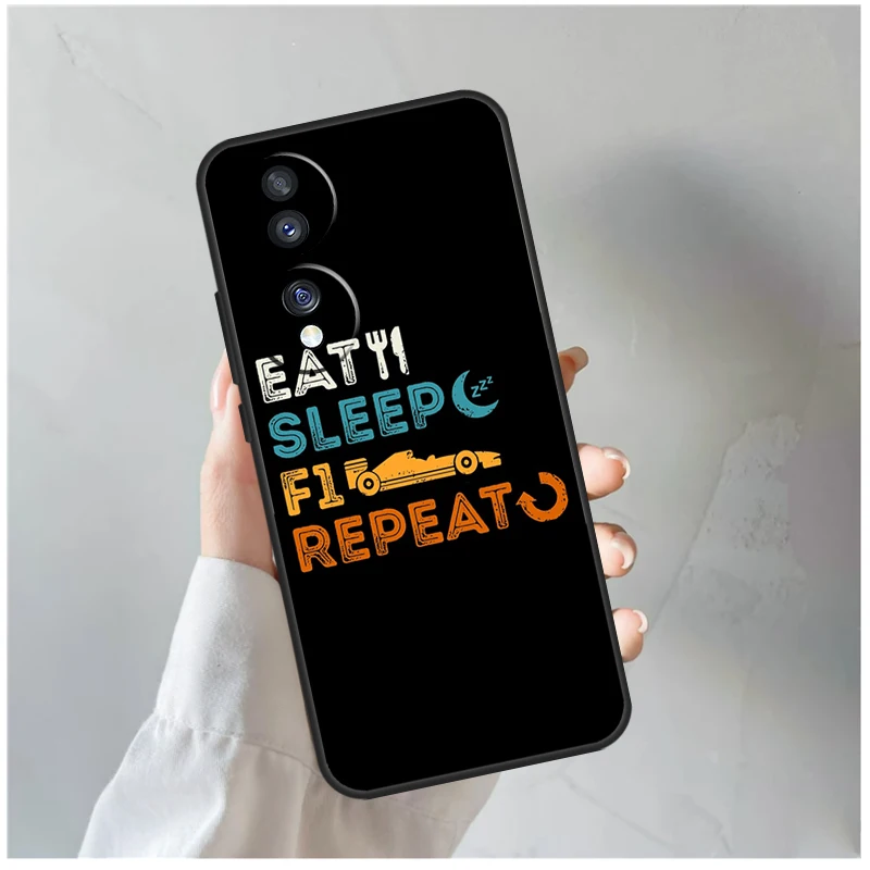 Eat Sleep F1 Repeat For Huawei P60 P50 P40 P30 Pro Nova 9 5T P Smart Honor Magic5 Lite 70 50 X8 X8a X9a Case