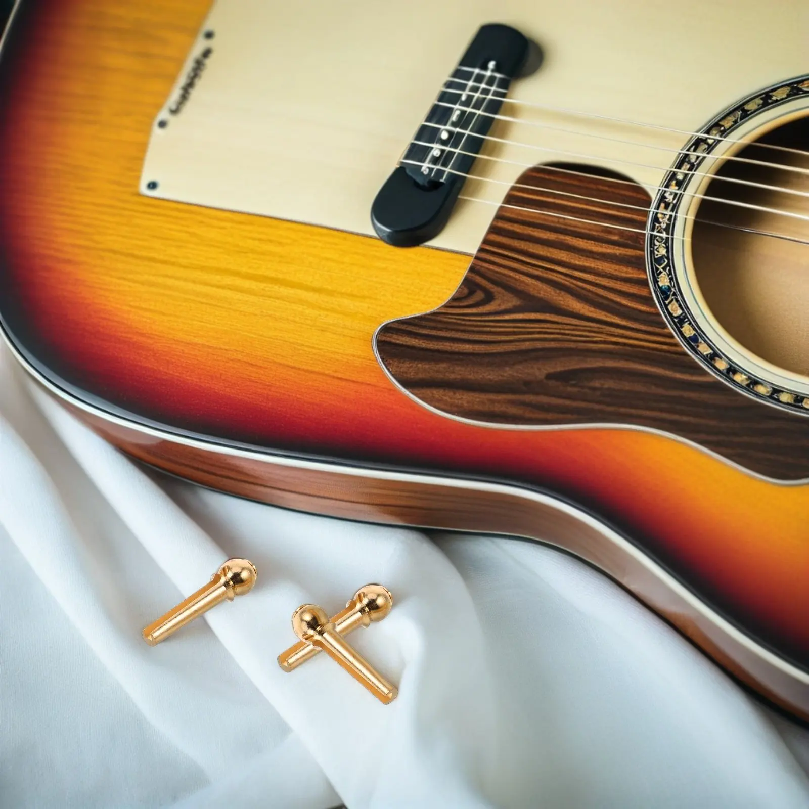 

Набор из 12 латунных штифтов для гитарного бриджа, яркий цвет, совместим с большинством акустических гитар, профессиональные струнные инструменты