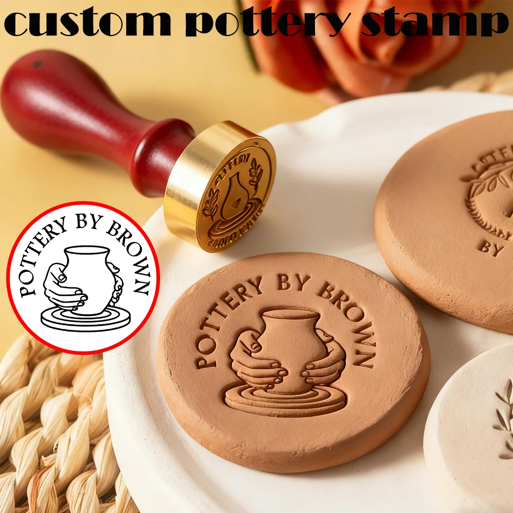 Custom Clay Stamps with Your Logo Brass Stamps Personalized  Design Pottery Seal for DIY Potter Lover Gifts Ceramic Stamp