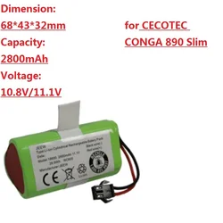 Nuova batteria da 2800mAh per Lefant M501A,CECOTEC CONGA 890 Slim,CONGA Slim 890,CONGA Slim Wet robot aspirapolvere 10.8V 11.1V