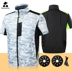 New Cool Vest Men's USB Cooling Fan Short Sleeve Air Conditioning Clothes Heat Protection Labor Protection Welding Work Jacket