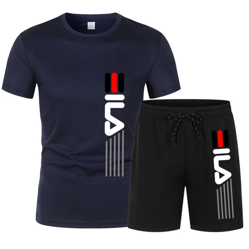 

New men's summer sports suit, comfortable and breathable mesh fabric, running, jogging, fitness sportswear, training T-shirt