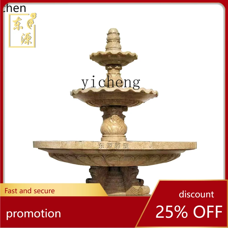 ZML stone sculpture fountain flowing water feng shui ball ornament outdoor courtyard rockery fish pond garden water feature