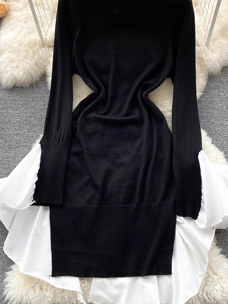 Feminino preto gótico a linha mori menina vestido 90s vintage manga longa luxo mini vestidos y2k uma peça vestidos 2000s emo roupas