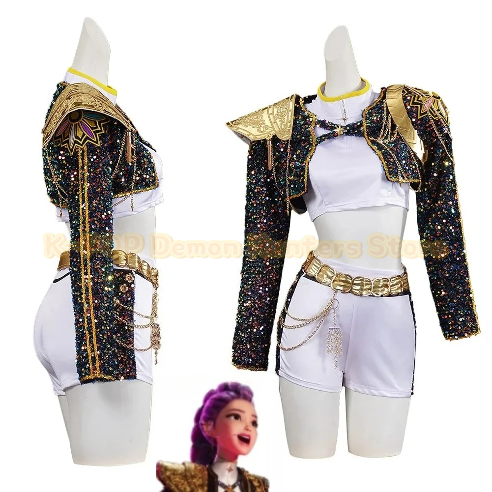 

Anime Kid Girls Rumi KPop Demon Hunter Cosplay Kids Black Gloden Costume Chid Disguise Performance Roleplay Uniform Halloween