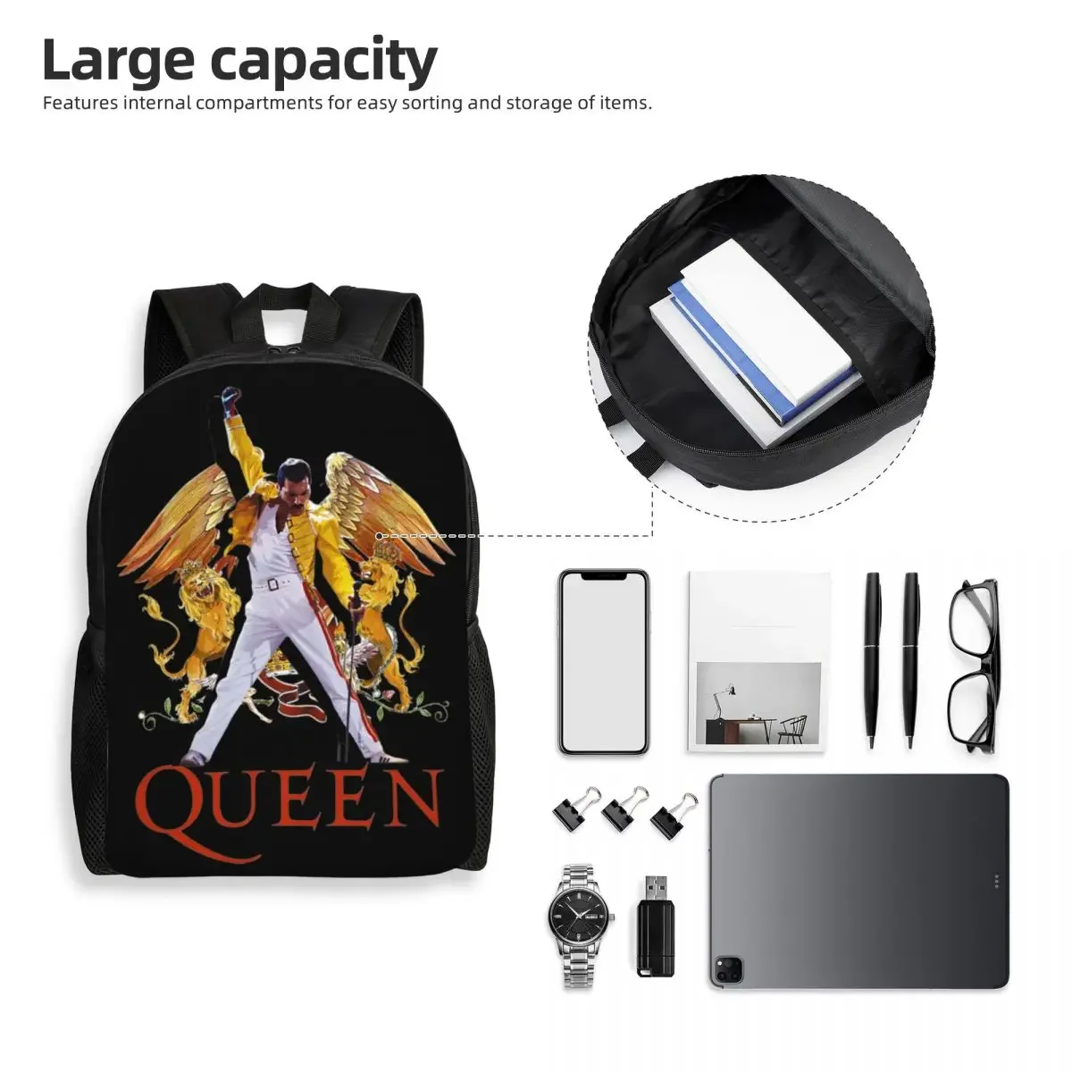 Custom Freddie Mercury Backpacks for Men Women Waterproof College School Bag Print Bookbag
