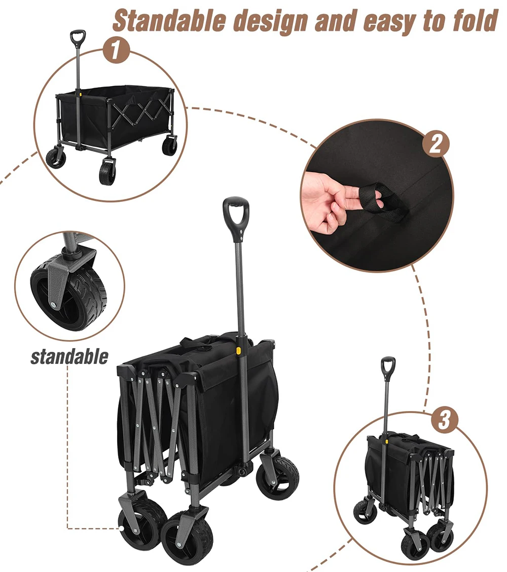 E-RIKE بالجملة التخييم للطي حديقة عربة الشاطئ عجلات الرمل الثقيلة عربات قابلة للطي عربات للخارجية #3