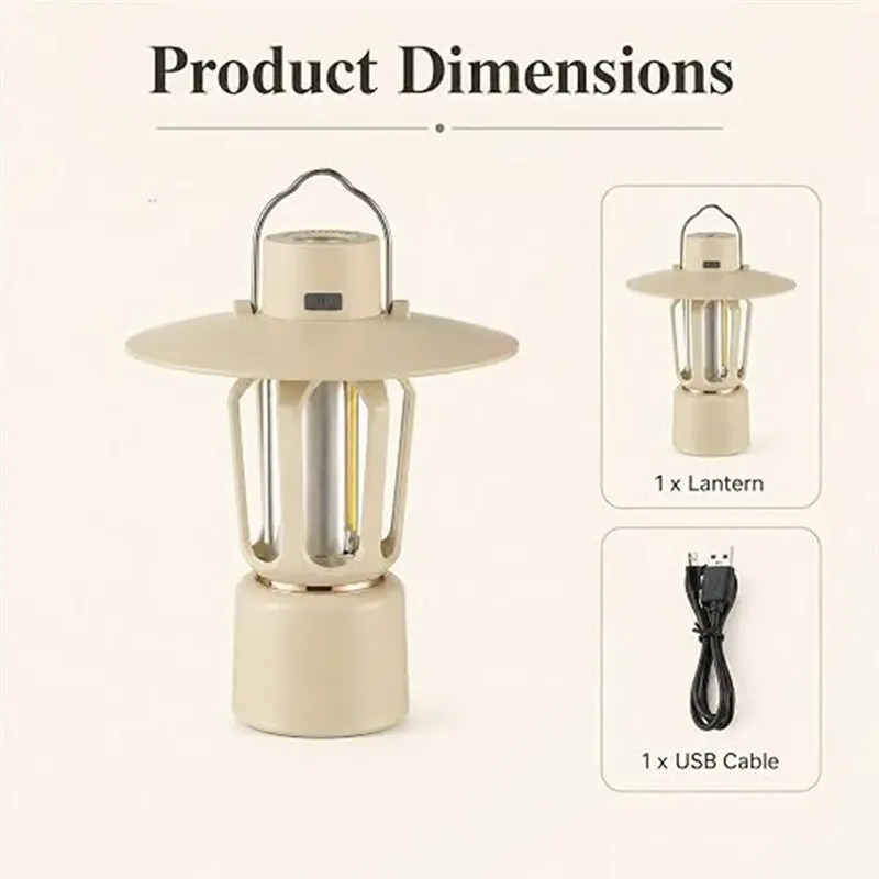 ABKO-Stepless Dimming Mini Rechargeable Camping Lantern Portable LED Light With Magnetic Base& Hook For Outdoor