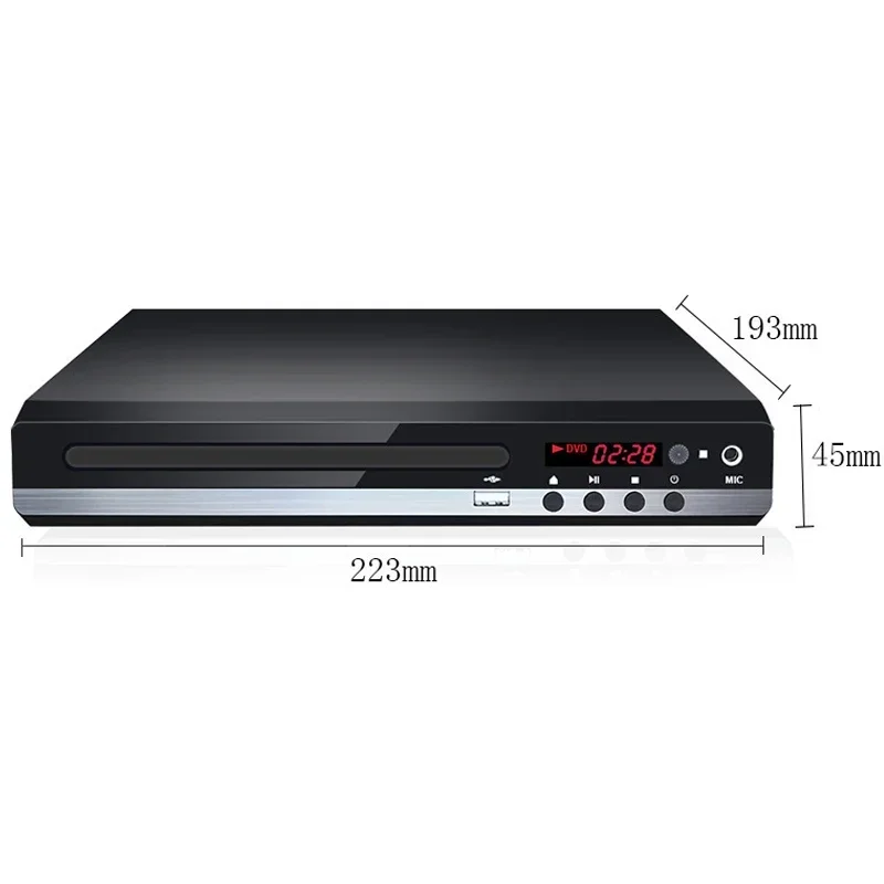 Reproductor Multimedia de DVD para el hogar, dispositivo con salida AV, micrófono USB remoto, Full HD 1080P, CD, VCD