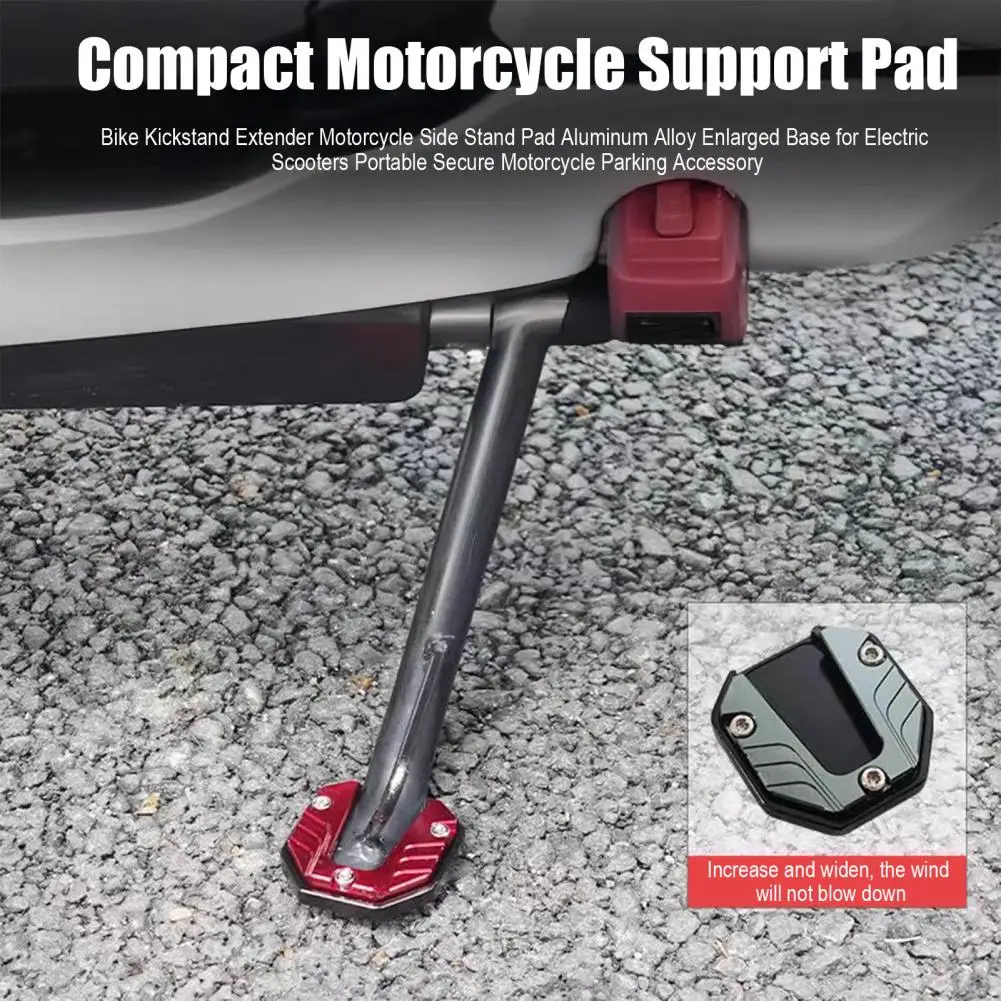 

Bike Kickstand Extender Motorcycle Side Stand Pad Aluminum Alloy for Electric Scooters Portable Secure Motorcycle Parking Pad
