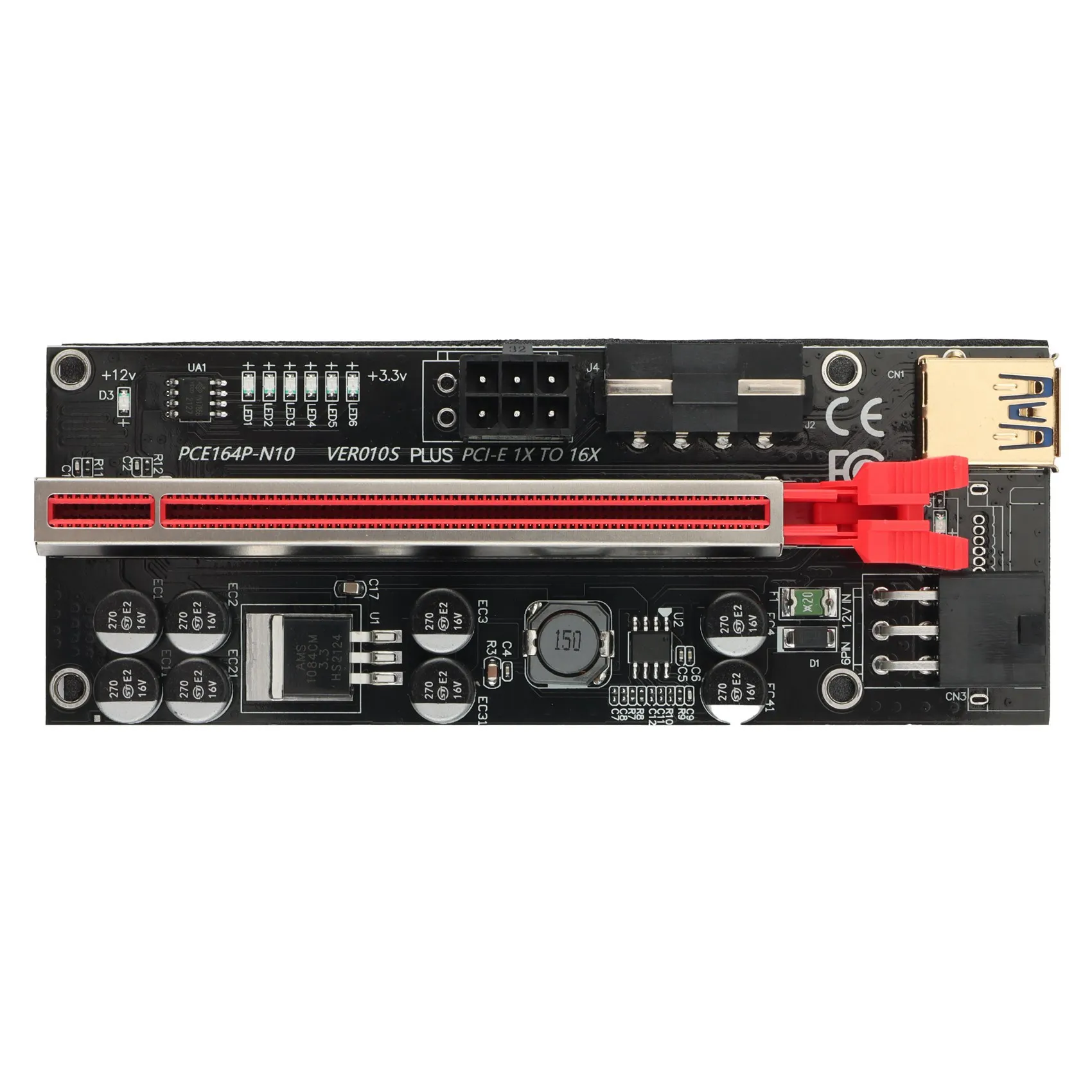 VER010S USB3.0 PCI-E Riser VER010 PLUS Express 1X 4X 8X 16X Extender Pcie Riser Adapter Card SATA 6Pin Power (5Set)