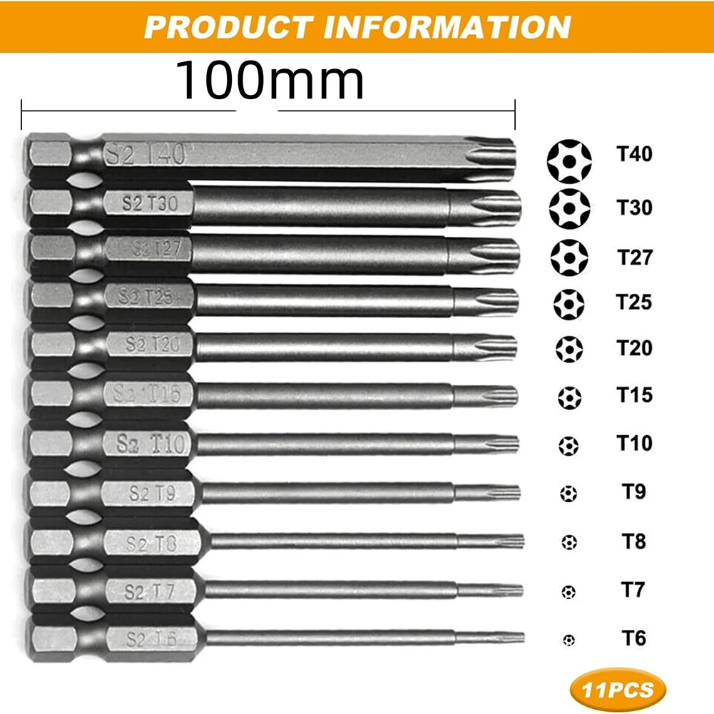 

11PCS Screwdriver Bit-Torx Security Head Screwdriver Drill Set 1/4 Inch Hex Shank T6 T7 T8 T27 T40 Power Tool Accessories