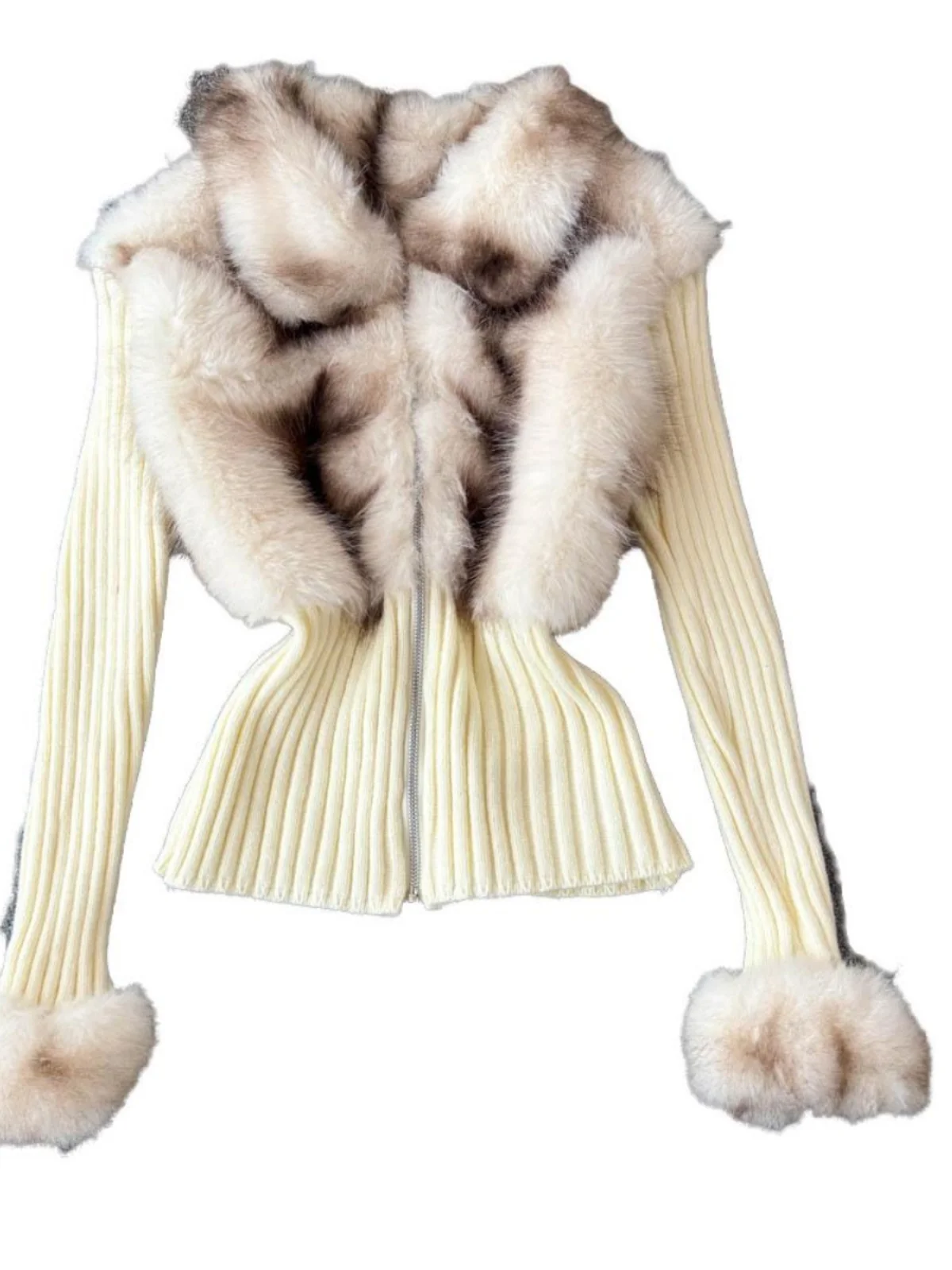 

Женский вязаный джак Sli на меховой подкладке Long Sve, зимний дизайн, облегающий кардиган Ele Top, корейский Sle для поездок на работу