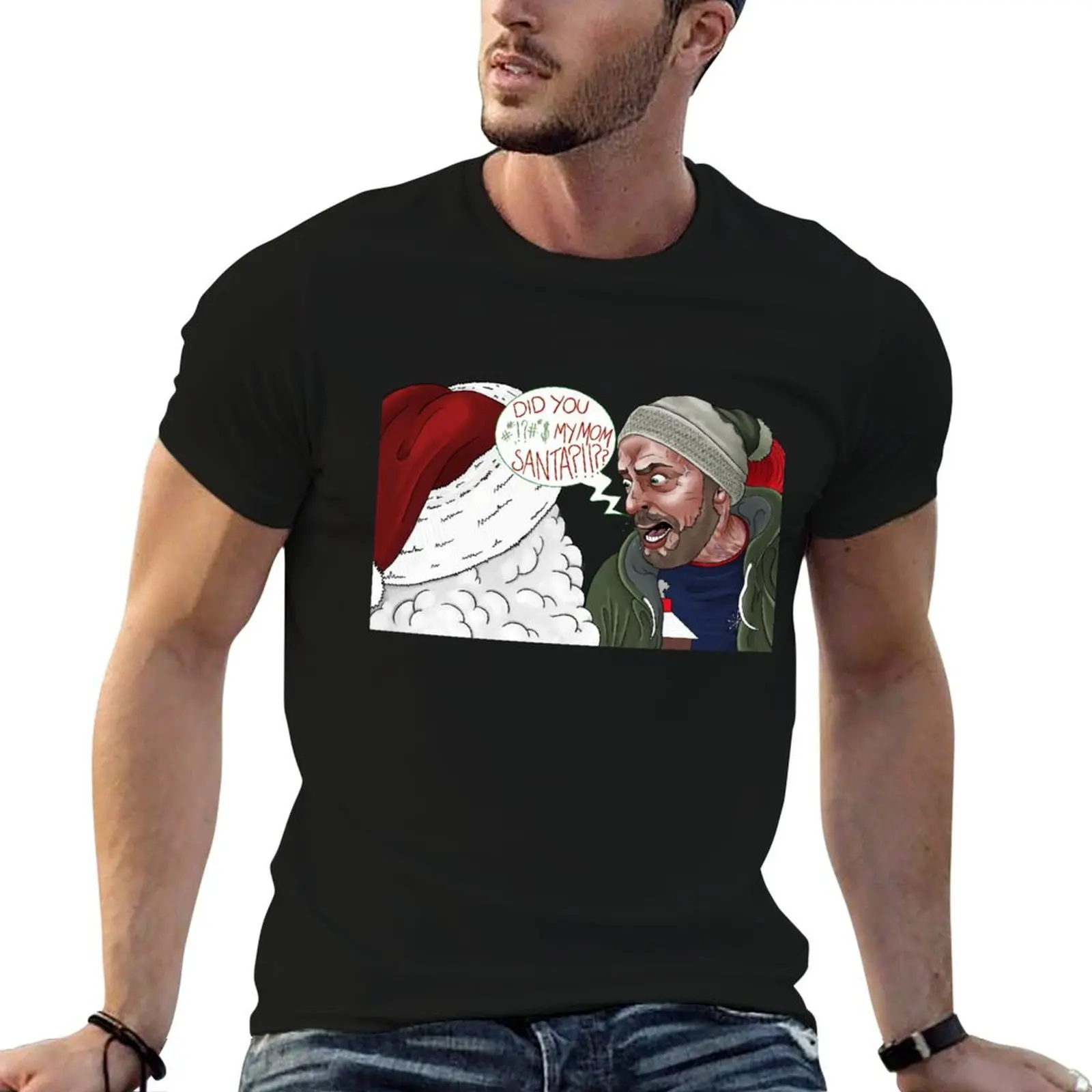 

Charlie vs Santa - IASIP Always Sunny - did you #&*! my mom T-Shirt t shirt men 100% cotton luxury brand T-Shirt