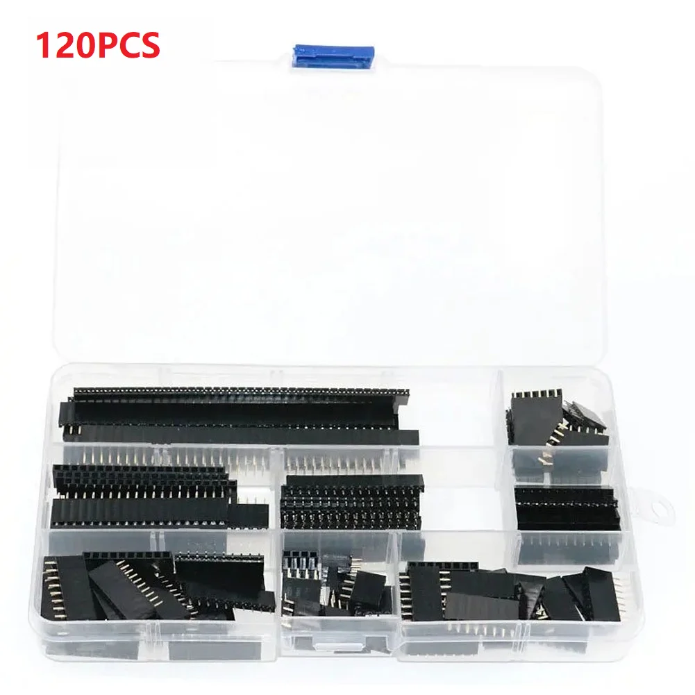 120pcs 2.54mm Single Row Female Pin Header Connector Kit Assorted 1x2 To 1x40 For PCB Board Electronic Component Tool Accessory