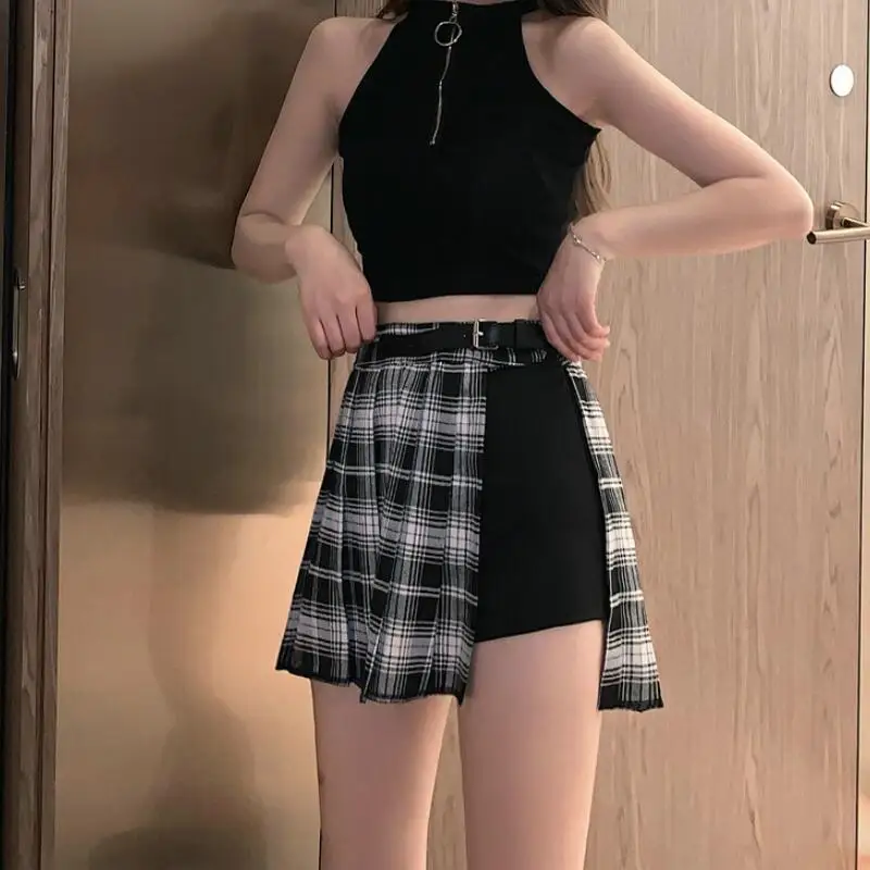 Hot 2026 Springautumn Casual Fashion Womenwear Y2K Spicy Girl Sweet Cool Irregular Niche Splicing Highwaist Short Punk Halfskirt