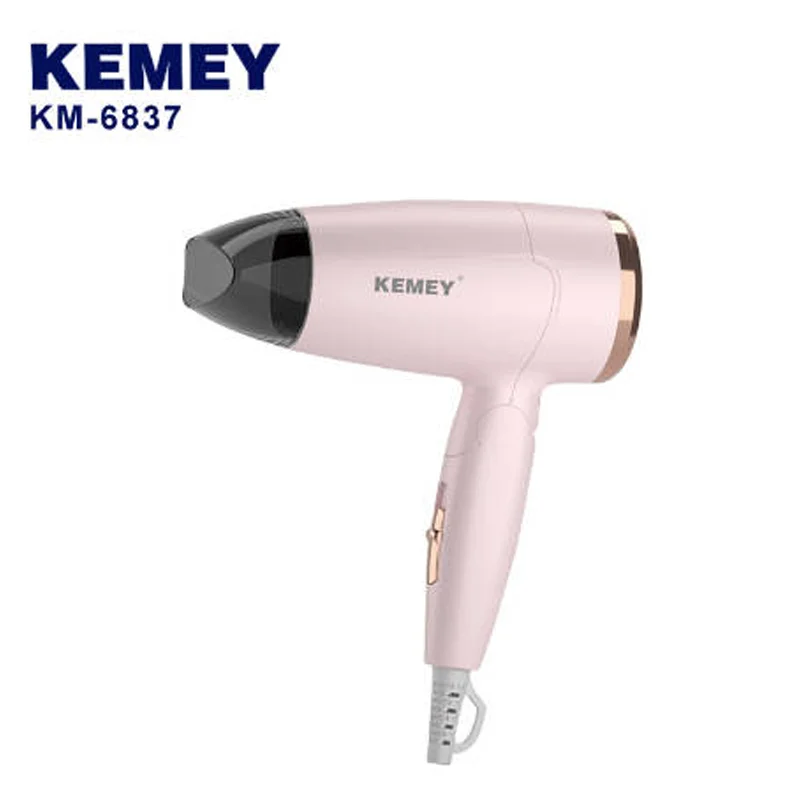 Kemei Portable Handle Compact Hair Dryer Foldable Low Noise Blower Dryer Hot Wind Long Life for Outdoor Travel 950W Student Use