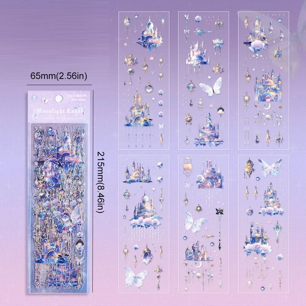 DIY Crafts City of Sky Series Sticker Shiny Decorative Holographic Laser Sticker PET Bling Aesthetic Collage Decals