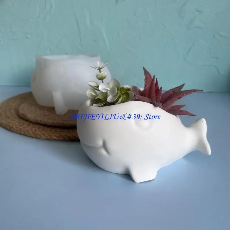 e21f قالب السيليكون متعدد الأغراض لصنع حوت الشمعة جرة الديكور المصنوعة يدويا