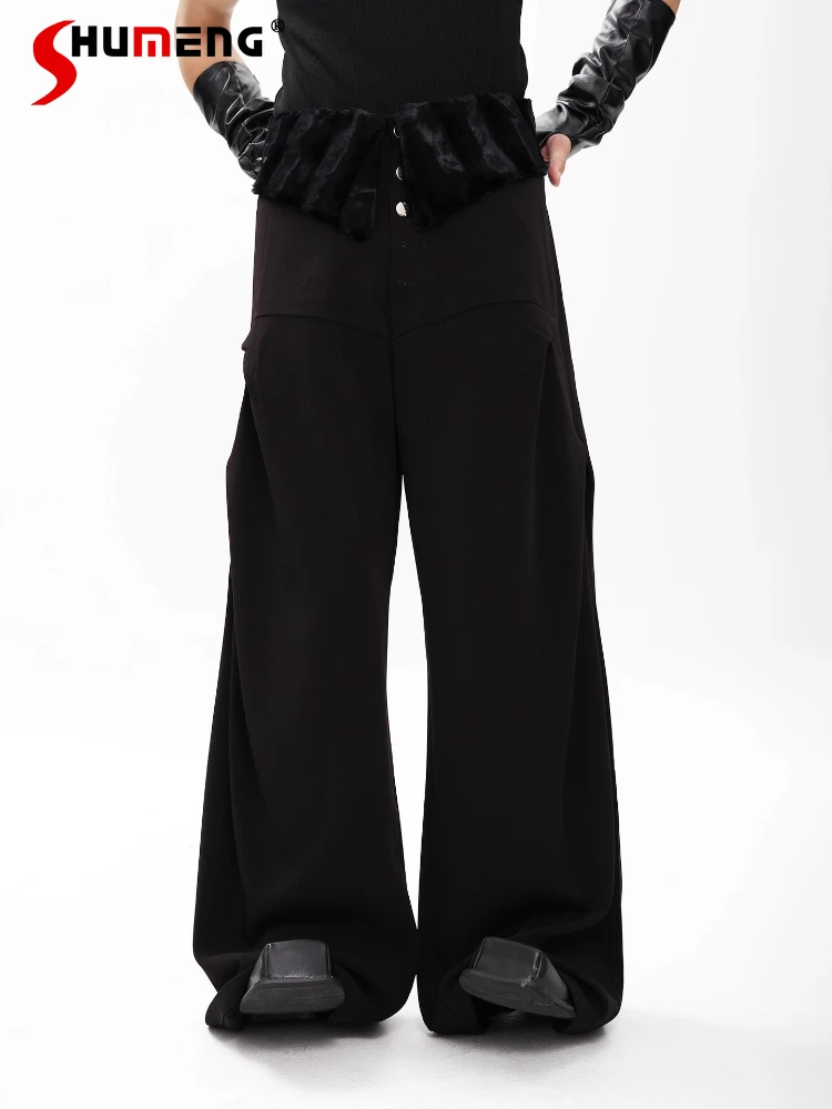 

Men's 2025 Autumn New Fashion Wide-Leg Straight Suit Pants High-End Long Trousers Male Handsome Loose Comfort Solid Color Pants