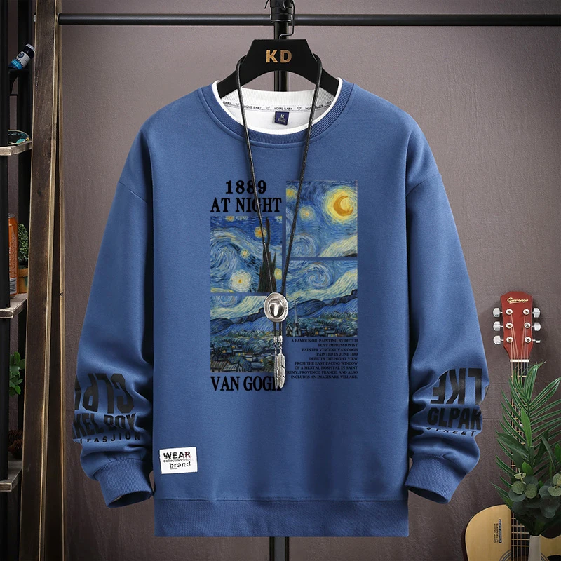 

Harajuku Streetwear Van Gogh The Starry Night Graphic Long Sleeve T Shirt for Men Women's Oversized T-shirts S-5XL Mens Clothing