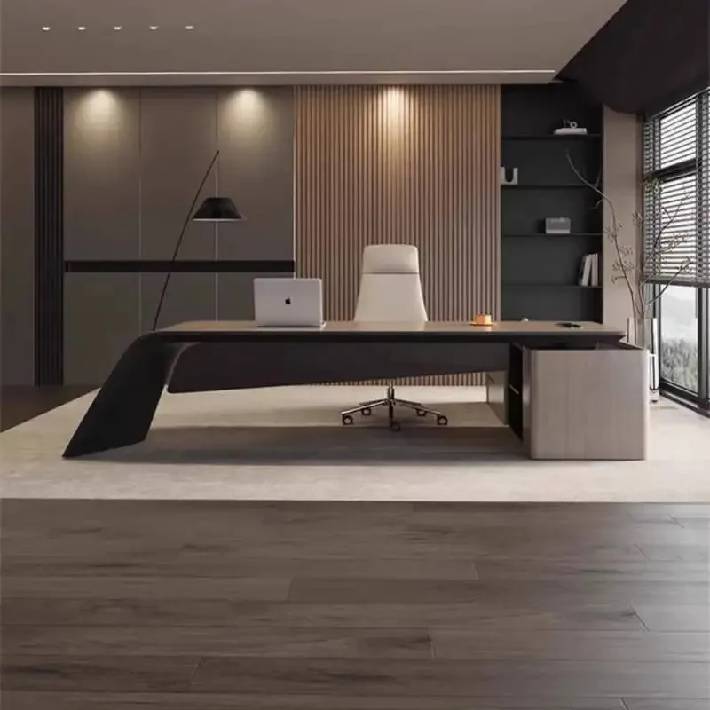 Brown Strong Executive Office Desk Luxury Wooden Modern Adjustable Computer Desks Standing Drawers Mesas De Escritorio Office