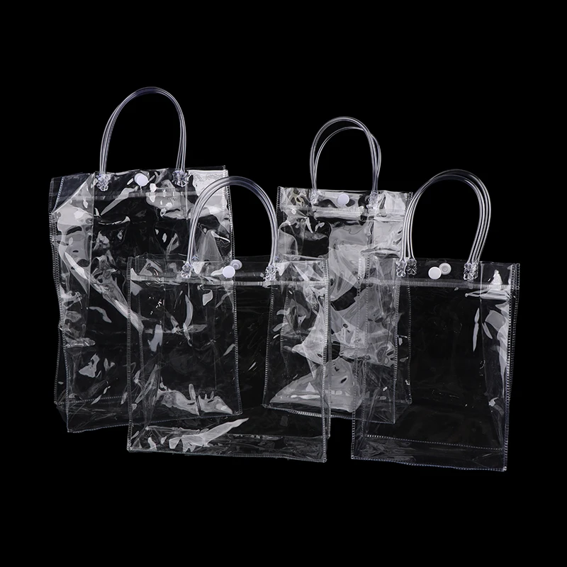 Bolso de mano transparente de PVC para mujer, bolso de mano con asa, bolsos de compras para damas