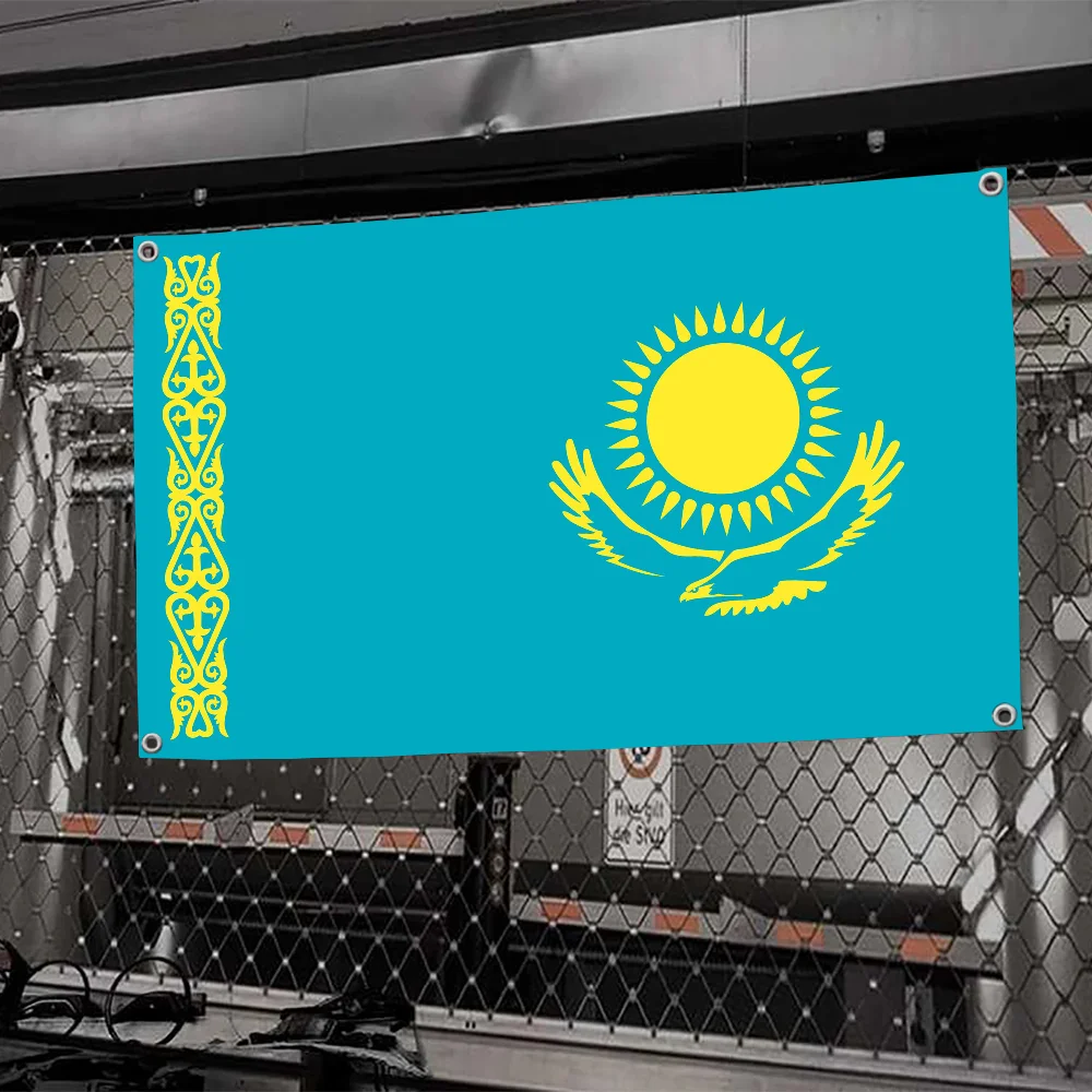 1 Stück Kasachstan-Flagge, Flaggen und Banner, Vier-Loch-Flagge, Polyester, Outdoor-Dekoration, Raumästhetik
