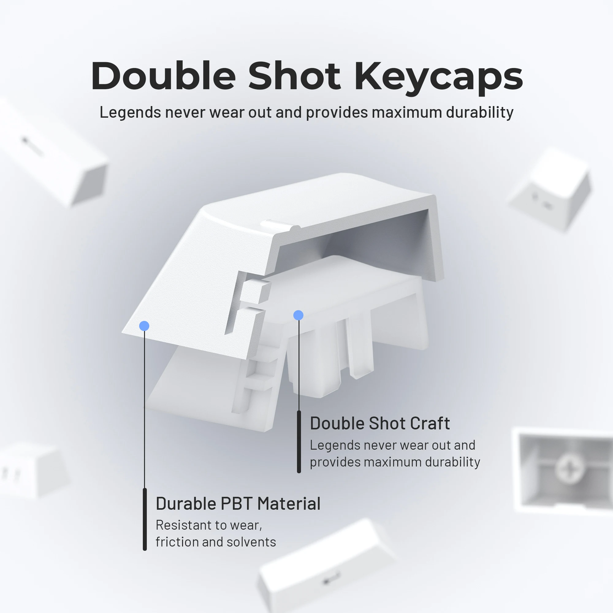 XVX Cherry White Keycaps Side Print Shine Through Double Shot 132 Keys Compatible with 60/65/75/80/100/104/108 Keyboard