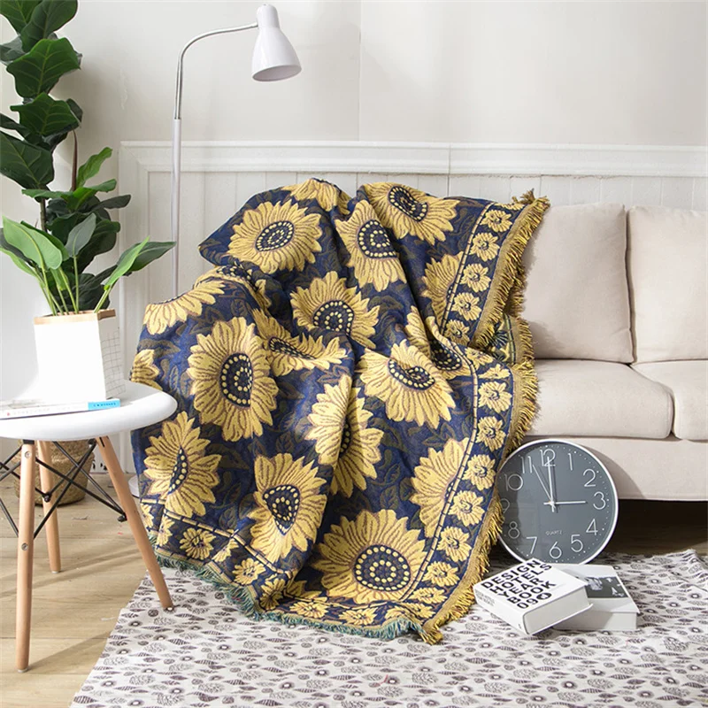 Soft Lightweight Boho Throw Blanket Cover with Tassels for Armchair Couch Sofa Double Sided Bed Settee Bedspread Throw Blanket