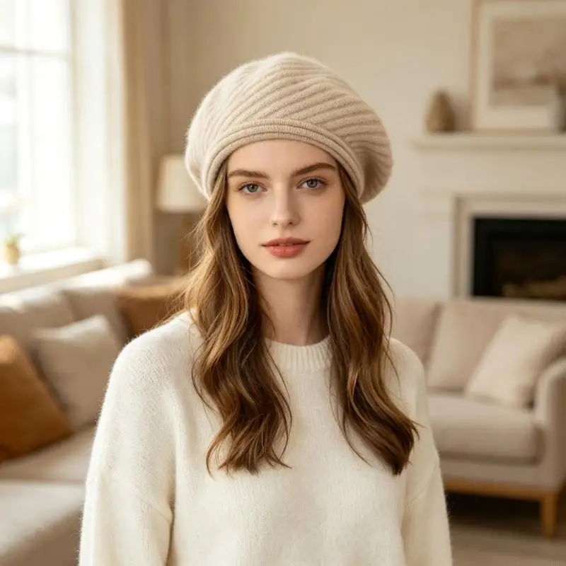 2026 New Round Knit for Women Girl with Stretchy Ribbed Construction and Cashmere Blend Fabric for Cold Weather Outfit