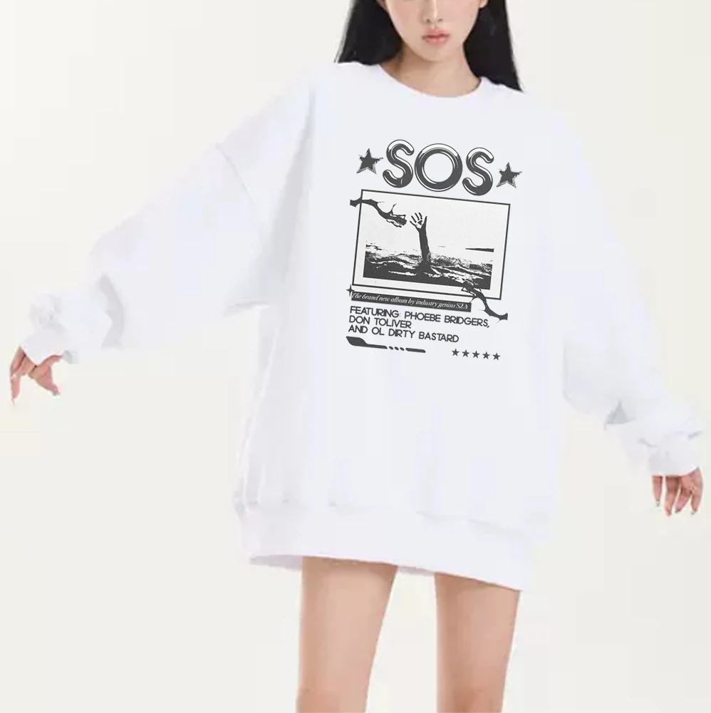 

Sza Sos World Tour Album Crew Neck Sweatshirt Text Print Street Style For Both Men And Women Suitable For Autumn And Winter