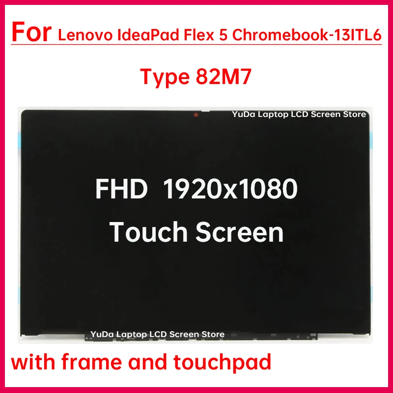 

13,3-дюймовый сенсорный экран для Lenovo IdeaPad Flex 5 Chromebook-13ITL6, тип 82M7, дигитайзер ЖК-дисплея + сменная рамка в сборе FHD