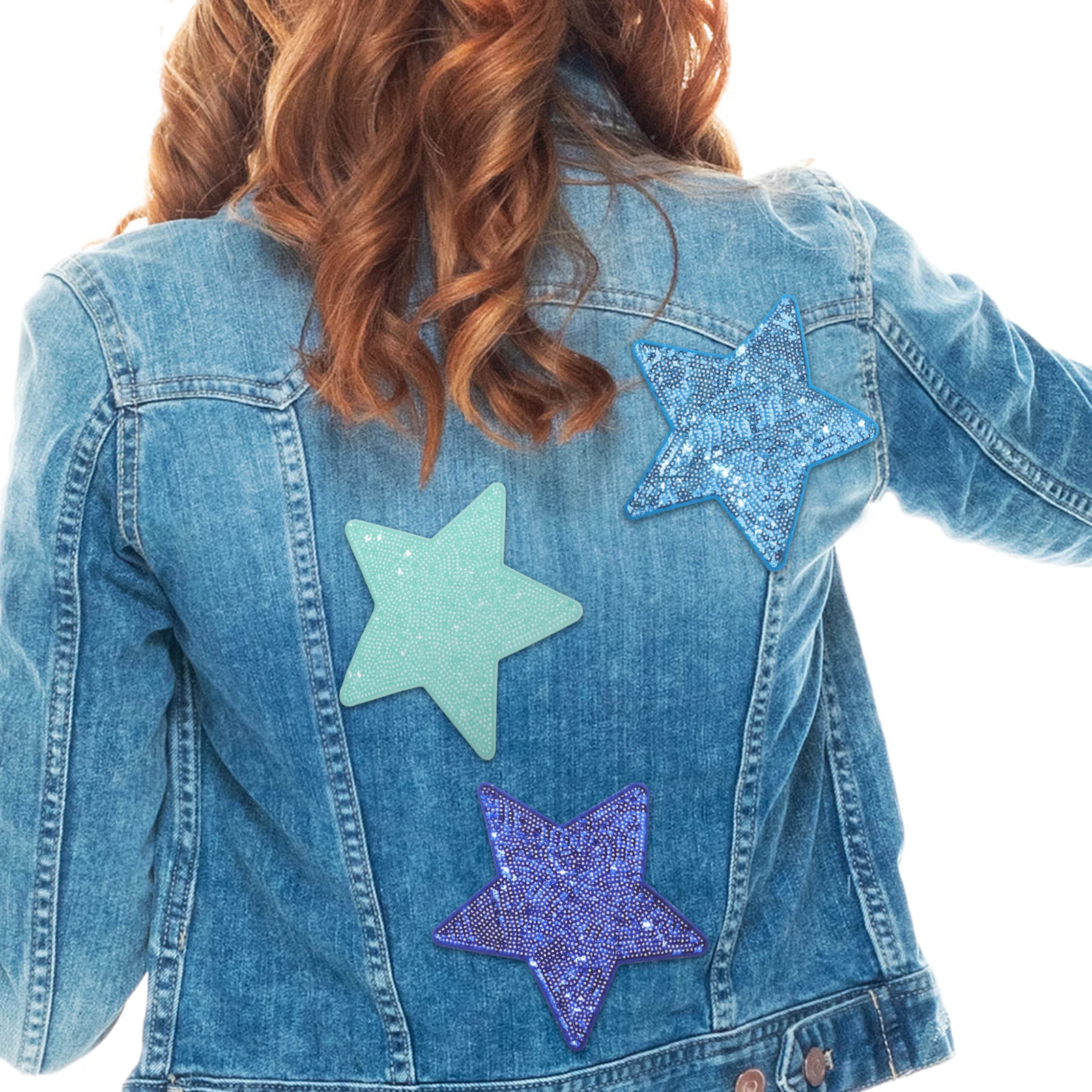 

10 Pcs Embroidered Cloth Patch Star Iron Stars Patches Clothes Backpacks Applique Banner Sequin Jacket Trucker Hat Bulk Glitter