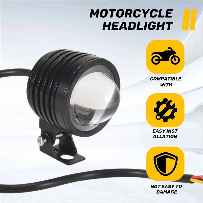 Superior-3 Inch Motorcycle Headlight 30W 6000LM Fisheye LED Motorbike Light Headlight Driving Fog Spotlights White+Amber Light
