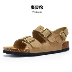 New Women Men Summer Beach Slide Sandals Casual Soft Cork Slippers Flip Flops Comfort Home Couples Outside Shoes Big Size 45 46