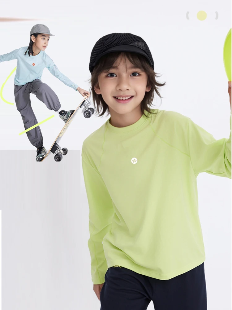 Kids Quick Dry Sun Protection Long Sleeve T-Shirt Outdoor Training Sportswear Breathable Cool Feeling Children's Clothing