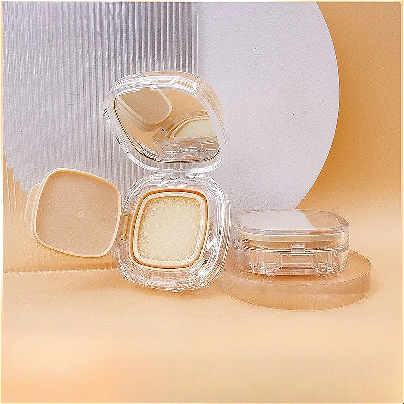 Custodia compatta con cuscino quadrato trasparente da 15 g con spugna e soffio, contenitore vuoto ricaricabile per crema BB e fondotinta