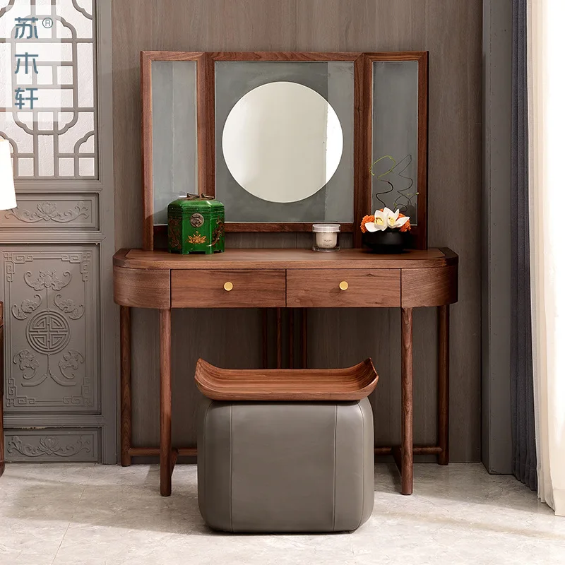 Cross-border special supply of new Chinese North American black walnut retro dresser integrated bedroom furniture master