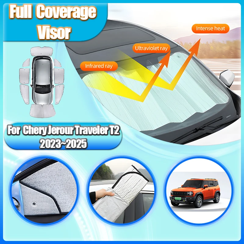 

For Chery Jetour Traveller T2 2023 2024 2025 Sunshades Window Car Full Coverage Windshields Protect Privacy Anti-UV Accessories