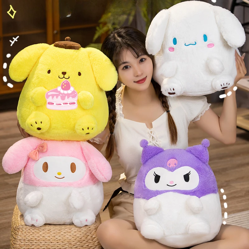 37Cm Sanrio Anime Kuromi Melodie Cinnamoroll Pom Pom Purin Knuffel Zacht Knuffel Dier Pop Schattige Kussen Kamer Decoratie Voor Gif