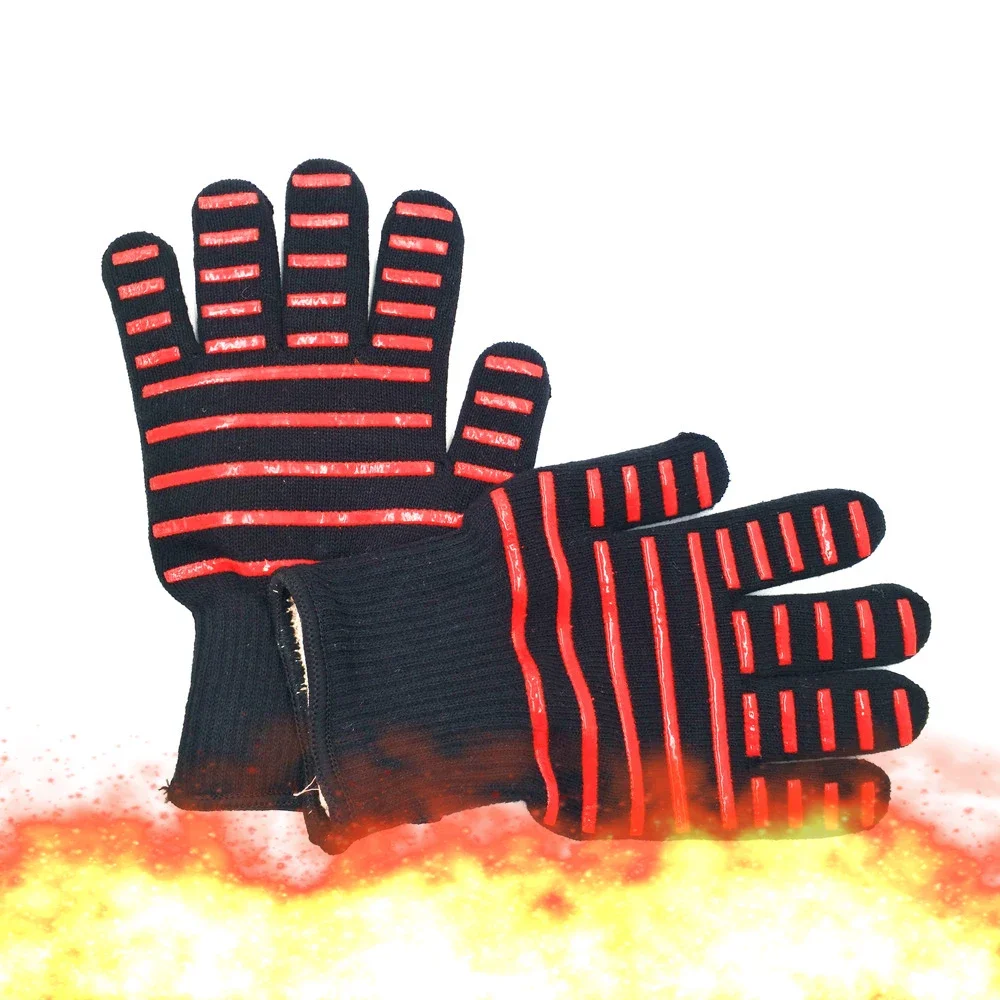 Red silicone Heat Resistant Gloves for BBQ Glove Grilling Cooking Hot Ovens Gloves Protect Your Hands for outside.