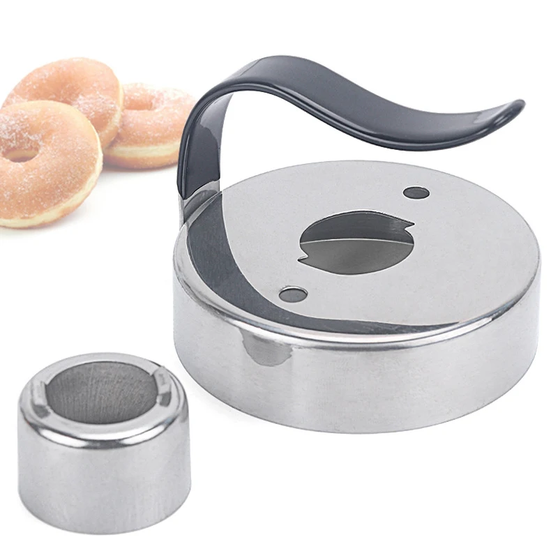 Multifunctional Stainless Steel Cake Mold,Donut Mold,Baking Utensils,Creative Mousse Circle Cookie Mould with Handle,Baking Tool