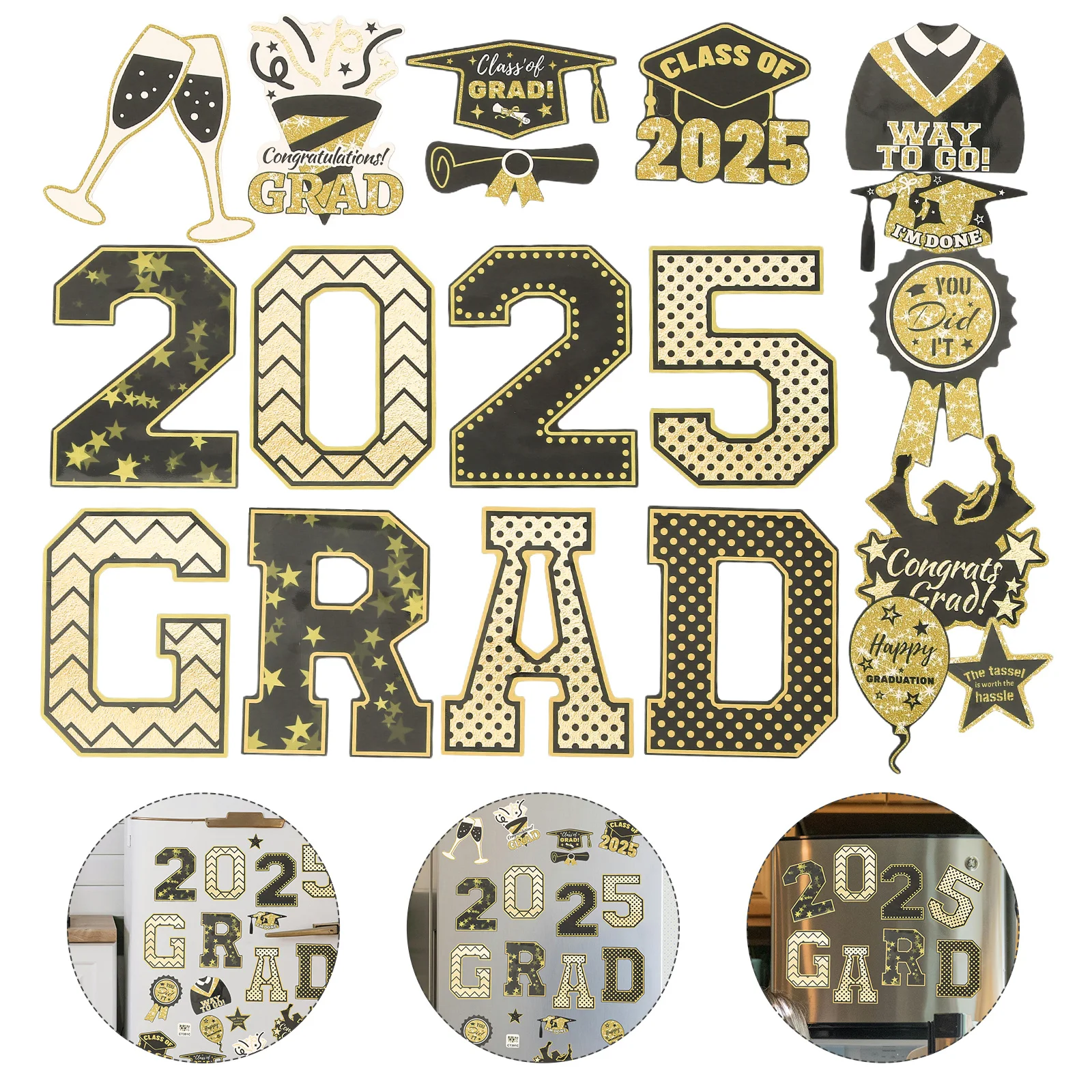 

1Set Graduation Fridge Magnets Creative Magnetic Stickers for Graduation Season Decor Car Garage Door Refrigerator Decoration