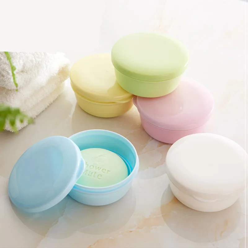 Plastic Soap Container Soap Bar Holder Travel Case Portable Round Soap Dishes with Lid Leak-Proof Soap Box for Shampoo Bar