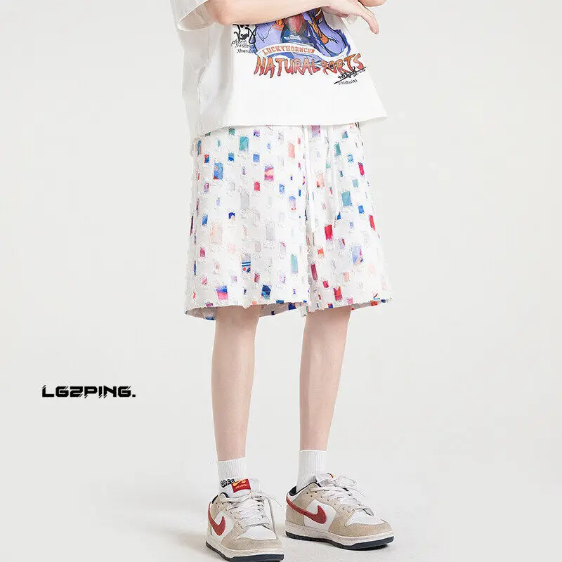 الصيف القطن السراويل الرجال الملونة منقوشة السراويل الرجال الشارع الشهير الهيب هوب فضفاض الجوف خارج السراويل الرجال شورتات للبحر حجم كبير 5XL #5