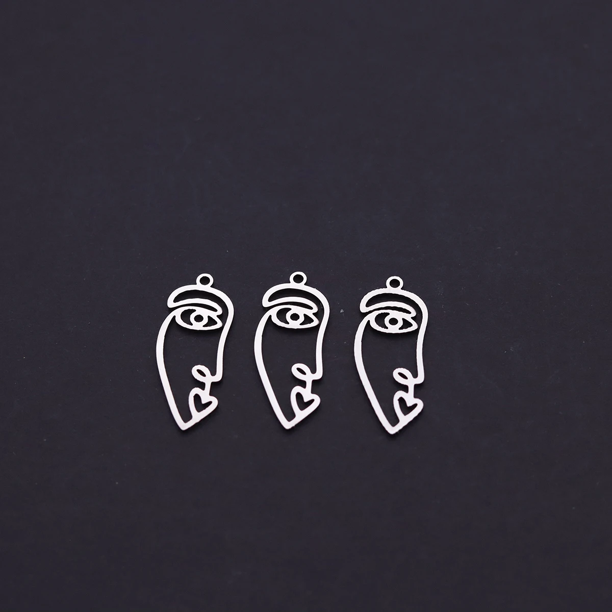3pcs Abstract Art Trinkets Stainless Steel Line Face Curvy Female Body Pendants Charms for Jewelry Making DIY Bag Accessories