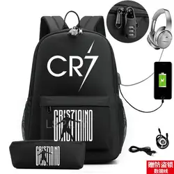 17 inch CR7 Football Backpack Large Waterproof Bookag CR7 School Bags Travel Bussiness Laptop Mochilas Backpack With Pencil case