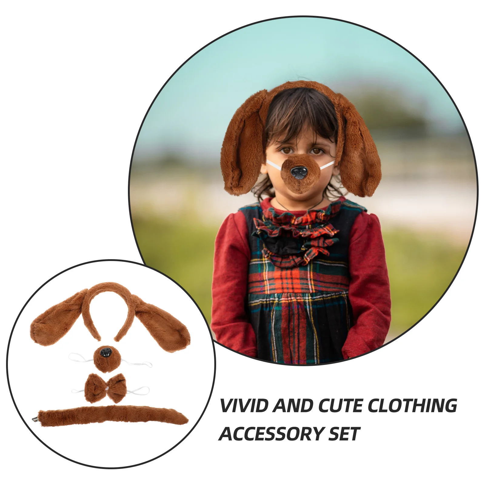 الحيوان تأثيري مجموعة كلب زي عدة آذان عقال ربطة الذيل الدعامة كلب زي مجموعة لوازم هالوين تأثيري