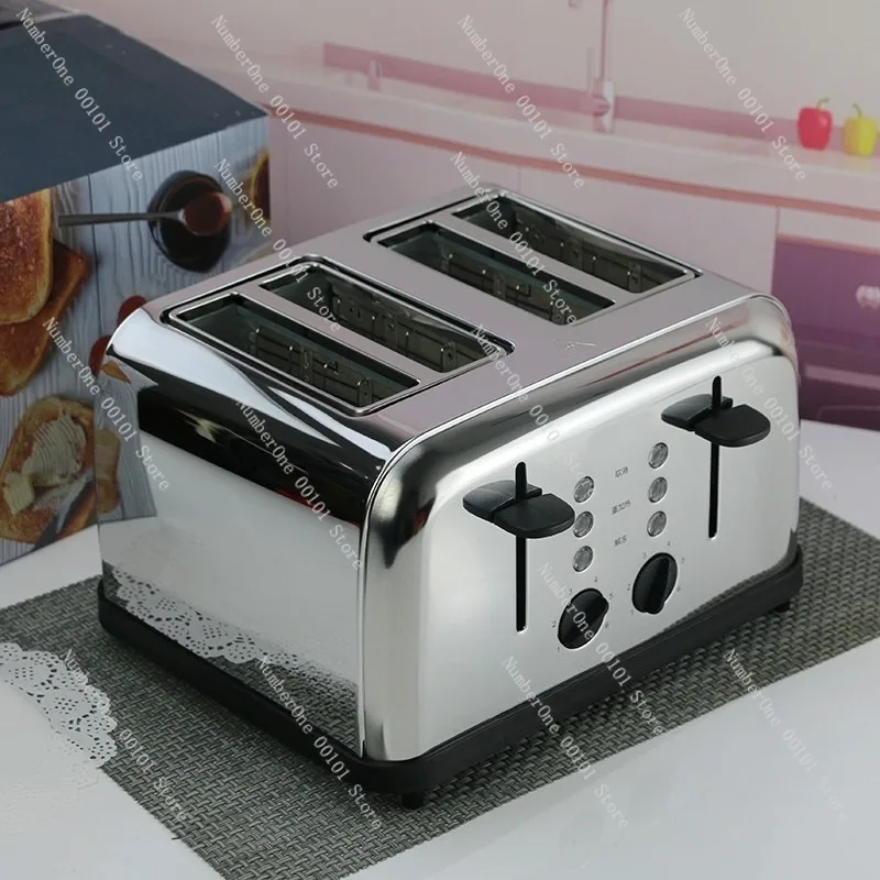 Deluxe 4-Slice Toaster, Multi-function Breakfast Maker, Roast Meat and Sandwich Oven, Home-use 4-hole Toaster, Durable Kitchen